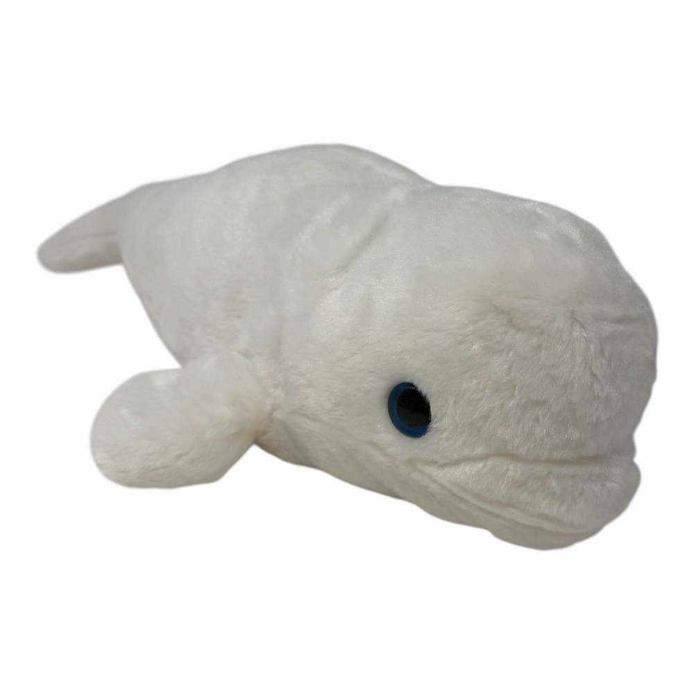 SeaWorld Beluga Whale Plush White Stuffed Animal Blue Eyes Marine Life Souvenir
